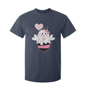 Valentines Ghost T Shirt For Kid Be My Boo Bee Boobee Coquette Cute Funny TS10 Navy Print Your Wear