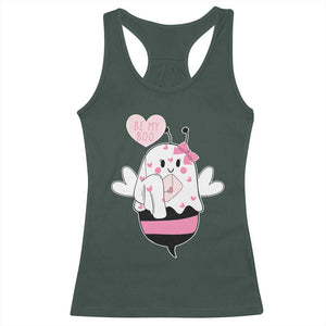 Valentines Ghost Racerback Tank Top Be My Boo Bee Boobee Coquette Cute Funny TS10 Dark Forest Green Print Your Wear