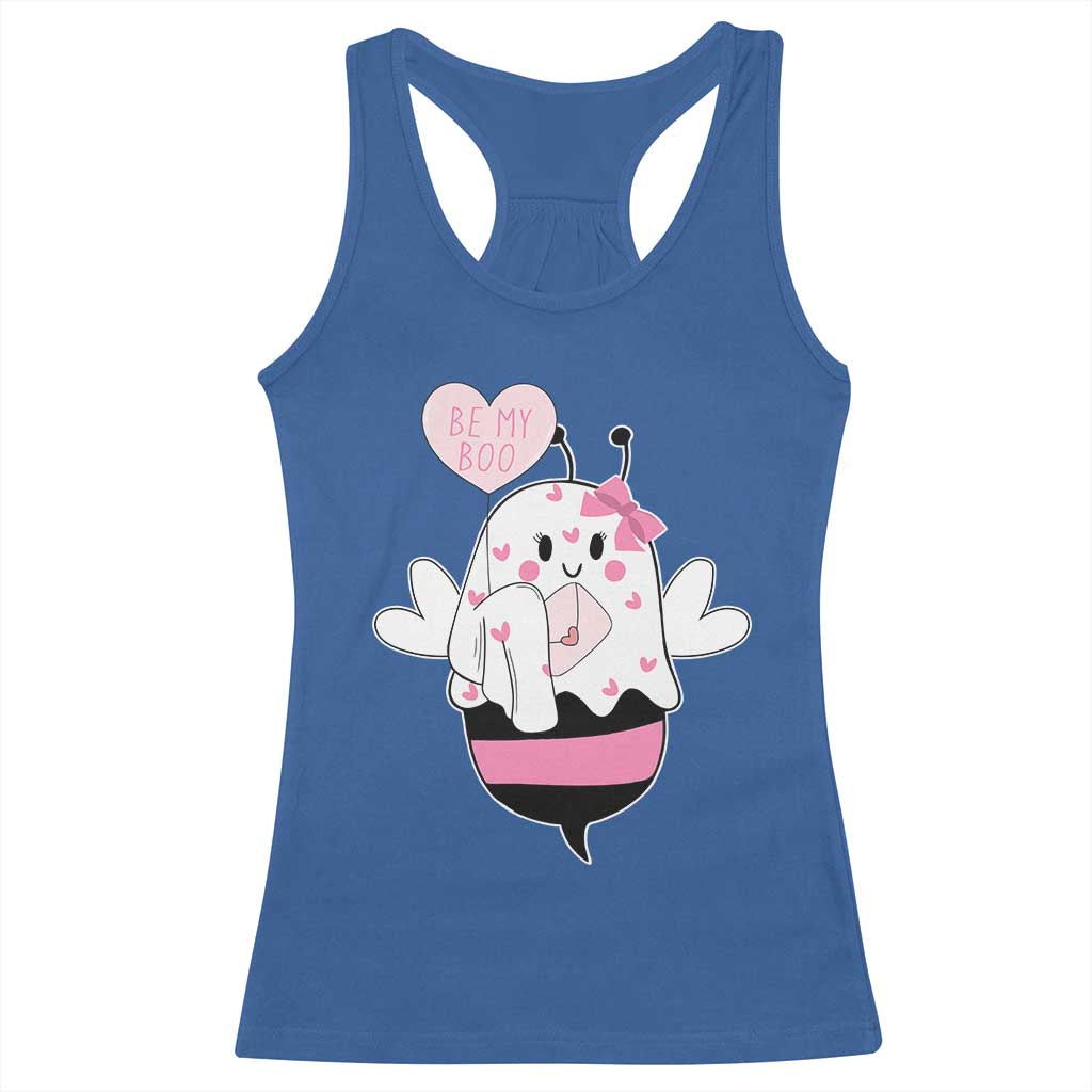 Valentines Ghost Racerback Tank Top Be My Boo Bee Boobee Coquette Cute Funny TS10 Royal Blue Print Your Wear
