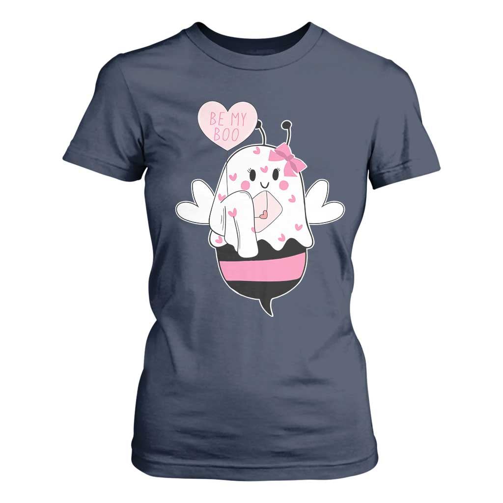 Valentines Ghost T Shirt For Women Be My Boo Bee Boobee Coquette Cute Funny TS10 Navy Print Your Wear