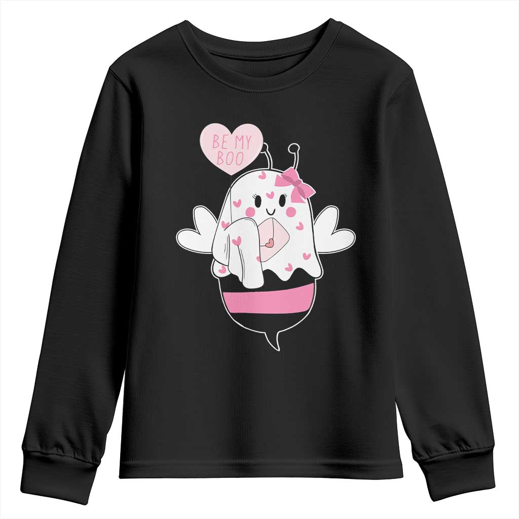 Valentines Ghost Youth Sweatshirt Be My Boo Bee Boobee Coquette Cute Funny TS10 Black Print Your Wear