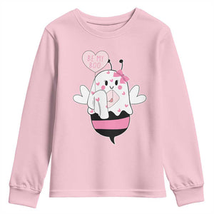 Valentines Ghost Youth Sweatshirt Be My Boo Bee Boobee Coquette Cute Funny TS10 Light Pink Print Your Wear