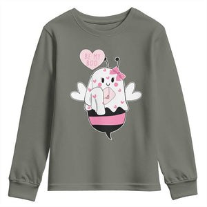 Valentines Ghost Youth Sweatshirt Be My Boo Bee Boobee Coquette Cute Funny TS10 Military Green Print Your Wear