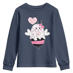 Valentines Ghost Youth Sweatshirt Be My Boo Bee Boobee Coquette Cute Funny TS10 Navy Print Your Wear
