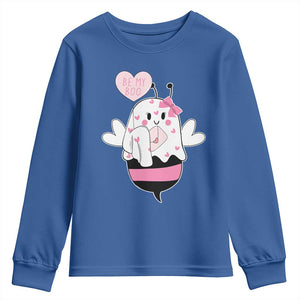 Valentines Ghost Youth Sweatshirt Be My Boo Bee Boobee Coquette Cute Funny TS10 Royal Blue Print Your Wear