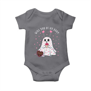 Valentines Ghost Baby Onesie Will You Be My Boo Cute Funny TS10 Charcoal Print Your Wear