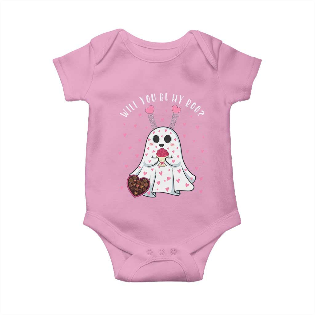 Valentines Ghost Baby Onesie Will You Be My Boo Cute Funny TS10 Light Pink Print Your Wear