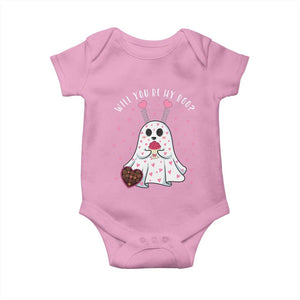 Valentines Ghost Baby Onesie Will You Be My Boo Cute Funny TS10 Light Pink Print Your Wear