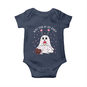 Valentines Ghost Baby Onesie Will You Be My Boo Cute Funny TS10 Navy Print Your Wear