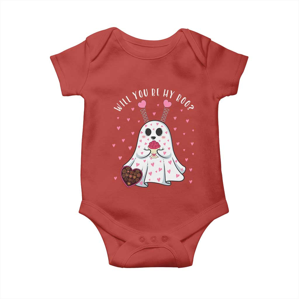 Valentines Ghost Baby Onesie Will You Be My Boo Cute Funny TS10 Red Print Your Wear