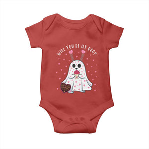 Valentines Ghost Baby Onesie Will You Be My Boo Cute Funny TS10 Red Print Your Wear