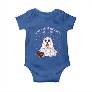 Valentines Ghost Baby Onesie Will You Be My Boo Cute Funny TS10 Royal Blue Print Your Wear