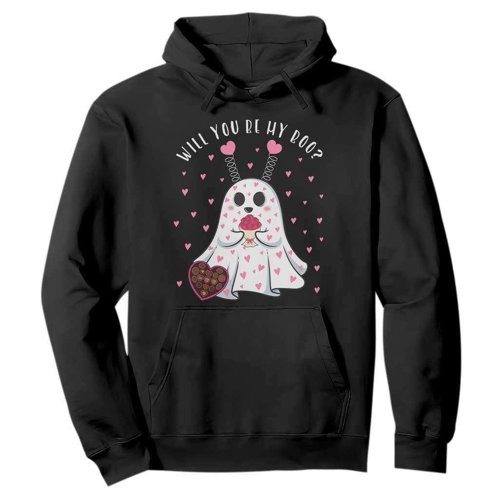 Valentines Ghost Hoodie Will You Be My Boo Cute Funny TS10 Black Print Your Wear