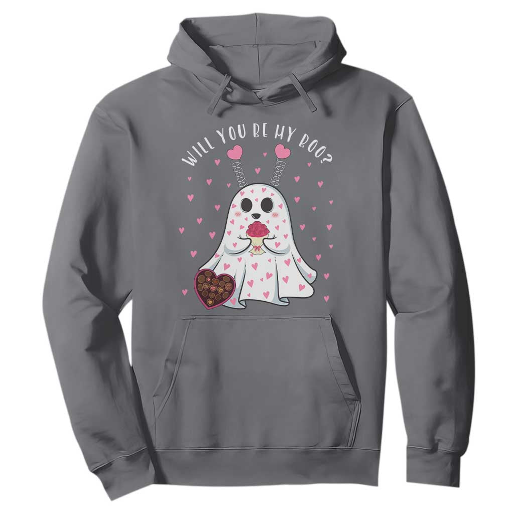 Valentines Ghost Hoodie Will You Be My Boo Cute Funny TS10 Charcoal Print Your Wear