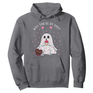 Valentines Ghost Hoodie Will You Be My Boo Cute Funny TS10 Charcoal Print Your Wear