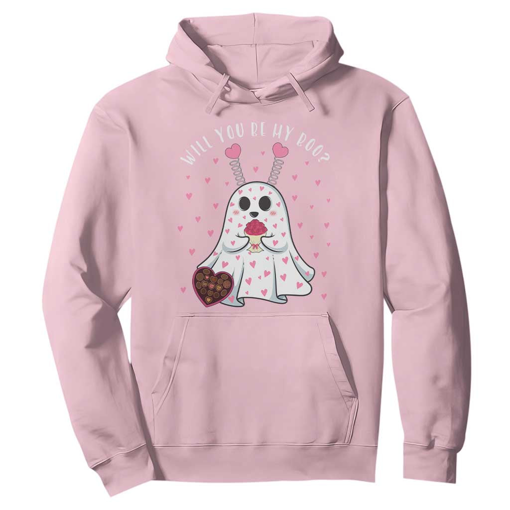 Valentines Ghost Hoodie Will You Be My Boo Cute Funny TS10 Light Pink Print Your Wear