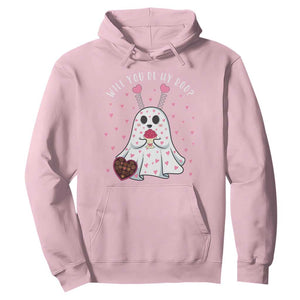 Valentines Ghost Hoodie Will You Be My Boo Cute Funny TS10 Light Pink Print Your Wear