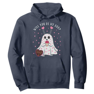 Valentines Ghost Hoodie Will You Be My Boo Cute Funny TS10 Navy Print Your Wear