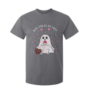 Valentines Ghost T Shirt For Kid Will You Be My Boo Cute Funny TS10 Charcoal Print Your Wear