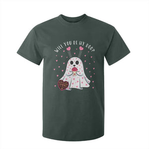 Valentines Ghost T Shirt For Kid Will You Be My Boo Cute Funny TS10 Dark Forest Green Print Your Wear