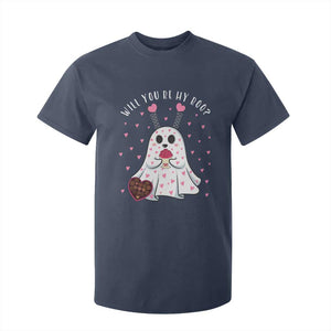 Valentines Ghost T Shirt For Kid Will You Be My Boo Cute Funny TS10 Navy Print Your Wear
