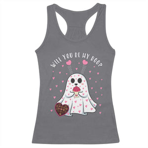 Valentines Ghost Racerback Tank Top Will You Be My Boo Cute Funny TS10 Charcoal Print Your Wear