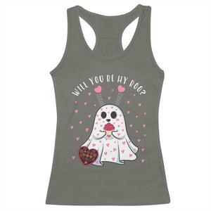 Valentines Ghost Racerback Tank Top Will You Be My Boo Cute Funny TS10 Military Green Print Your Wear
