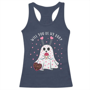 Valentines Ghost Racerback Tank Top Will You Be My Boo Cute Funny TS10 Navy Print Your Wear