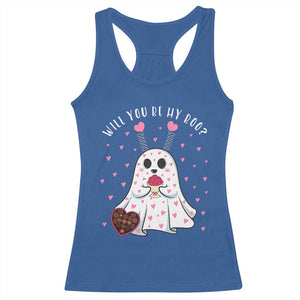 Valentines Ghost Racerback Tank Top Will You Be My Boo Cute Funny TS10 Royal Blue Print Your Wear
