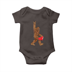 Bigfoot Heart Valentines Day Baby Onesie Boys Men Kids Love Sasquatch Lovers TS10 Dark Chocolate Print Your Wear