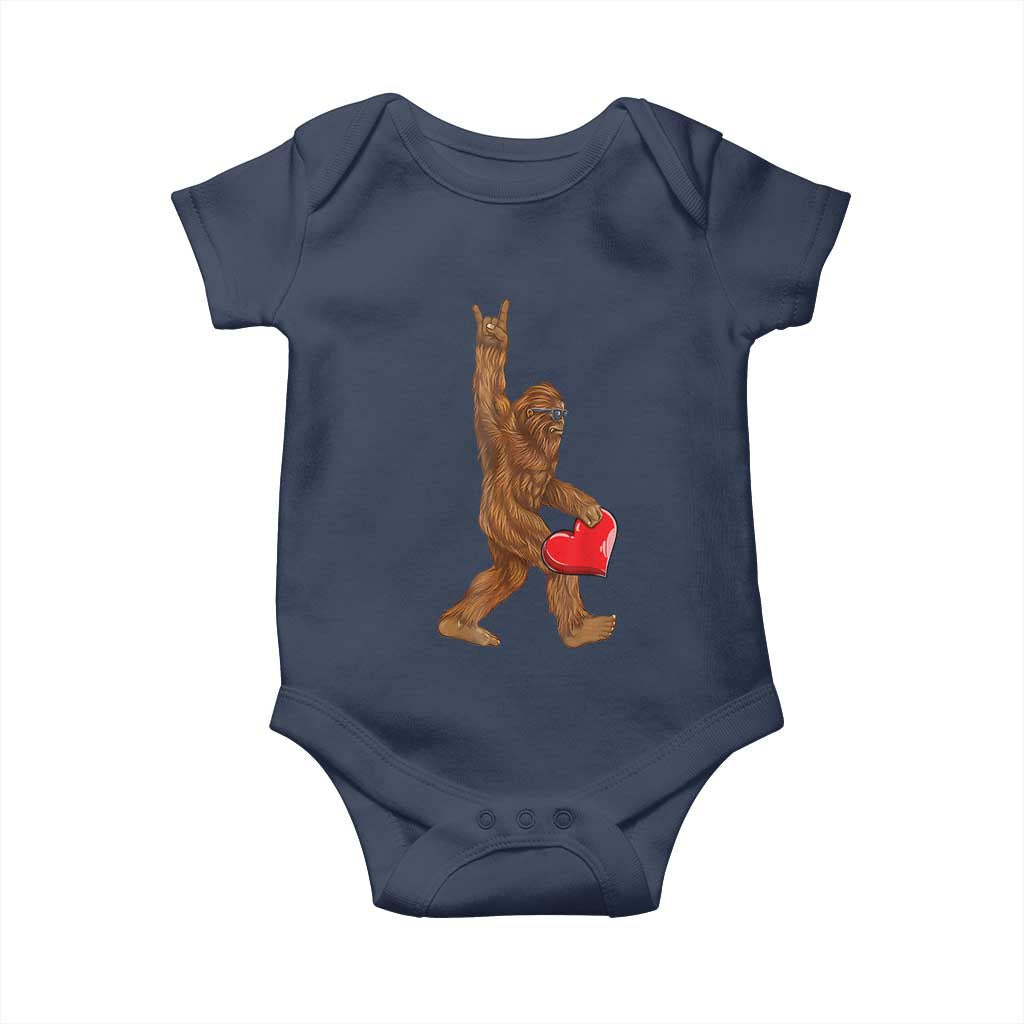 Bigfoot Heart Valentines Day Baby Onesie Boys Men Kids Love Sasquatch Lovers TS10 Navy Print Your Wear