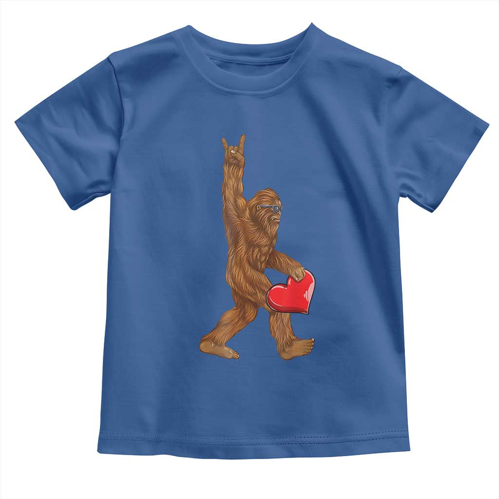 Bigfoot Heart Valentines Day Toddler T Shirt Boys Men Kids Love Sasquatch Lovers TS10 Royal Blue Print Your Wear