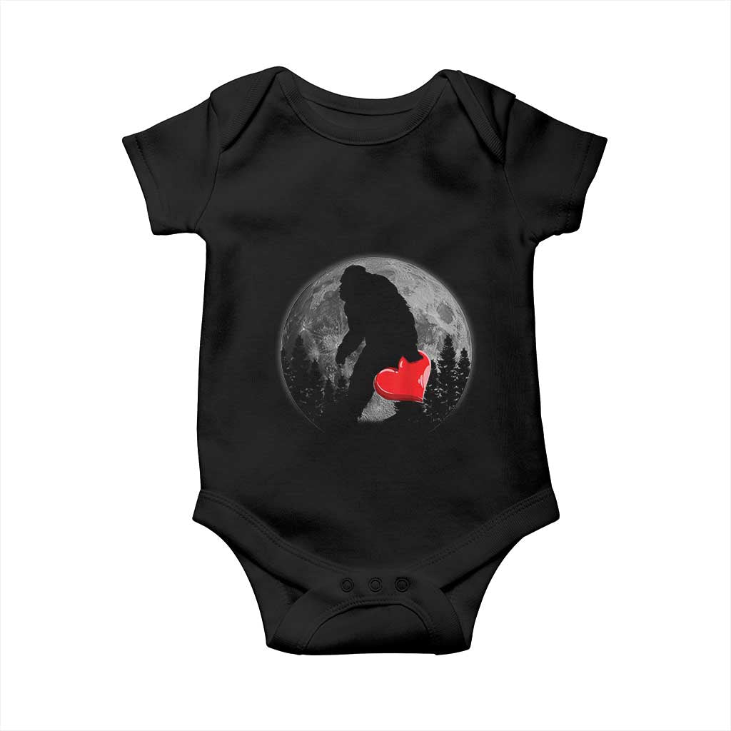 Bigfoot Heart Valentines Day Baby Onesie Funny Valentine Sasquatch Lovers TS10 Black Print Your Wear