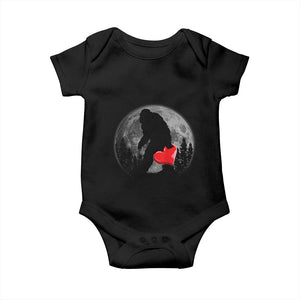 Bigfoot Heart Valentines Day Baby Onesie Funny Valentine Sasquatch Lovers TS10 Black Print Your Wear