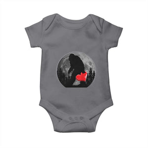 Bigfoot Heart Valentines Day Baby Onesie Funny Valentine Sasquatch Lovers TS10 Charcoal Print Your Wear