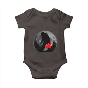 Bigfoot Heart Valentines Day Baby Onesie Funny Valentine Sasquatch Lovers TS10 Dark Chocolate Print Your Wear