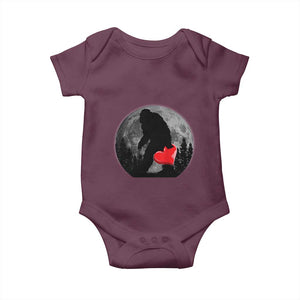 Bigfoot Heart Valentines Day Baby Onesie Funny Valentine Sasquatch Lovers TS10 Maroon Print Your Wear