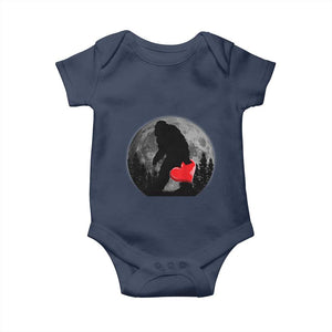 Bigfoot Heart Valentines Day Baby Onesie Funny Valentine Sasquatch Lovers TS10 Navy Print Your Wear