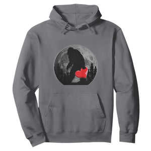 Bigfoot Heart Valentines Day Hoodie Funny Valentine Sasquatch Lovers TS10 Charcoal Print Your Wear
