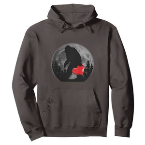 Bigfoot Heart Valentines Day Hoodie Funny Valentine Sasquatch Lovers TS10 Dark Chocolate Print Your Wear