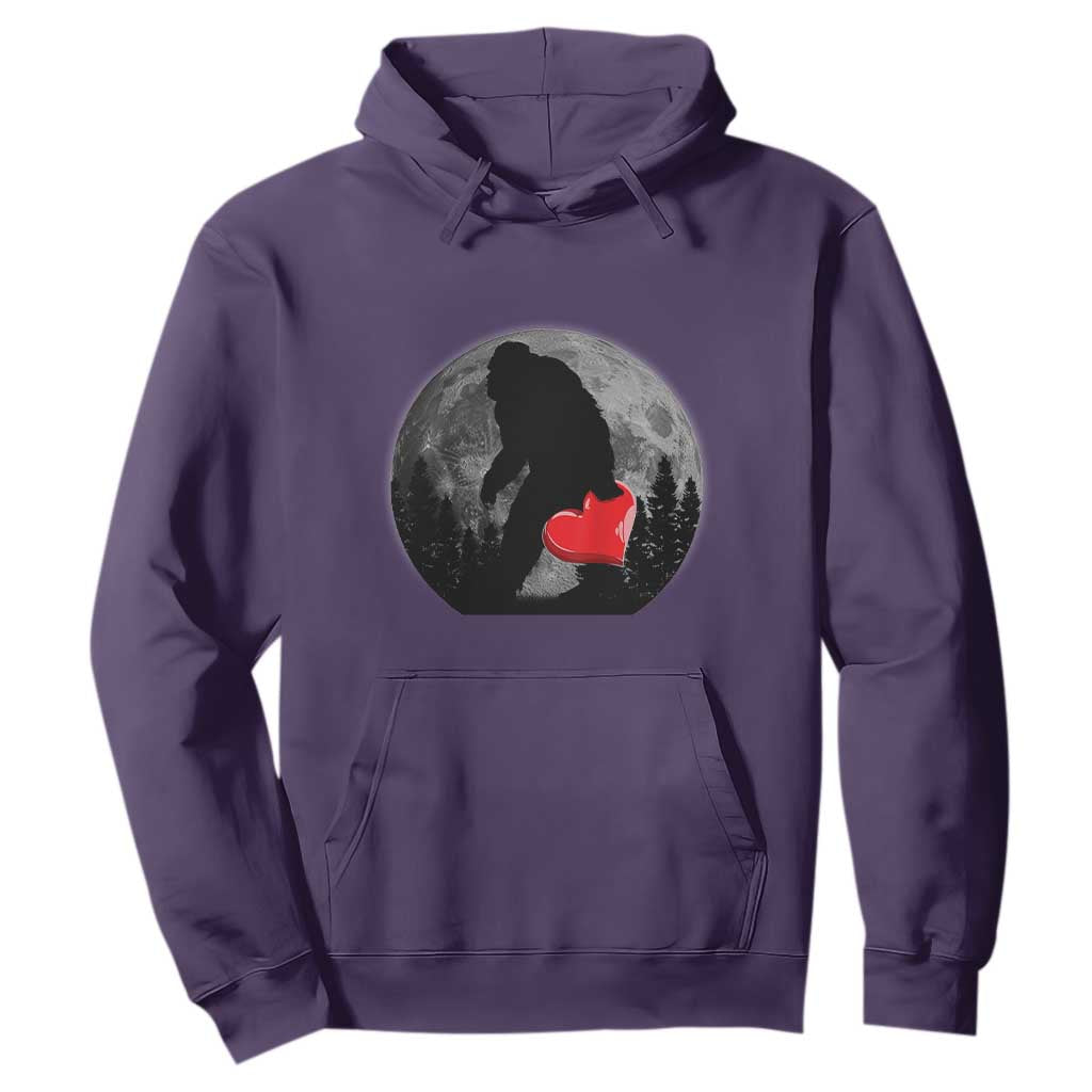 Bigfoot Heart Valentines Day Hoodie Funny Valentine Sasquatch Lovers TS10 Purple Print Your Wear