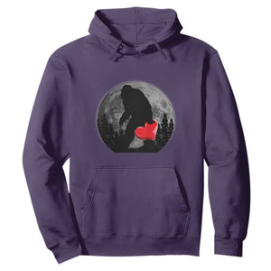 Bigfoot Heart Valentines Day Hoodie Funny Valentine Sasquatch Lovers TS10 Purple Print Your Wear