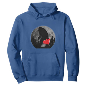 Bigfoot Heart Valentines Day Hoodie Funny Valentine Sasquatch Lovers TS10 Royal Blue Print Your Wear