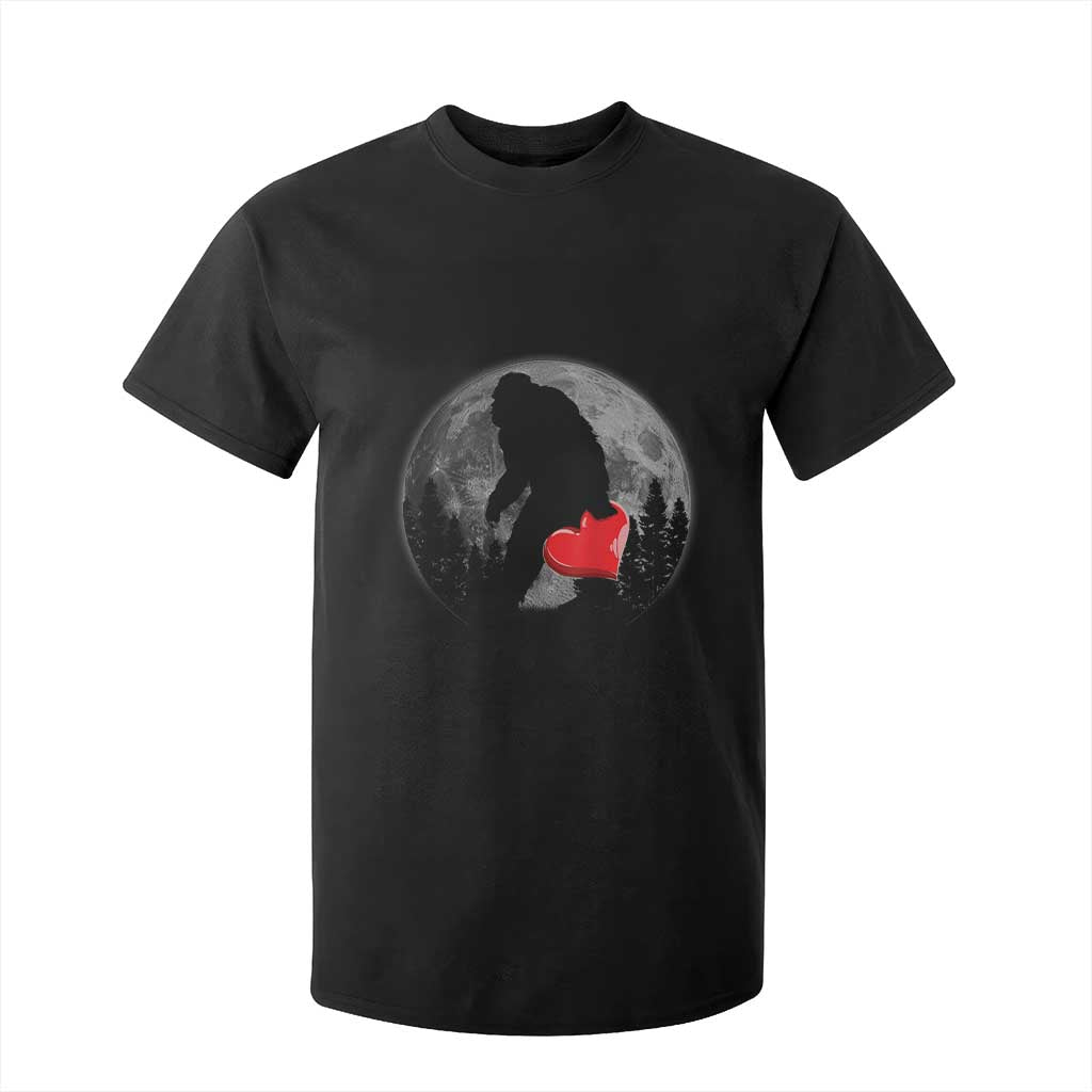 Bigfoot Heart Valentines Day T Shirt For Kid Funny Valentine Sasquatch Lovers TS10 Black Print Your Wear