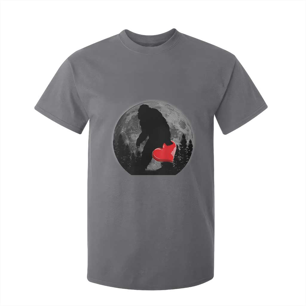 Bigfoot Heart Valentines Day T Shirt For Kid Funny Valentine Sasquatch Lovers TS10 Charcoal Print Your Wear
