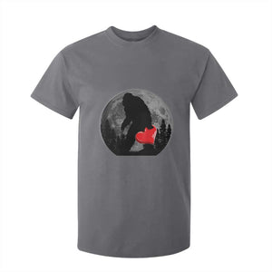 Bigfoot Heart Valentines Day T Shirt For Kid Funny Valentine Sasquatch Lovers TS10 Charcoal Print Your Wear