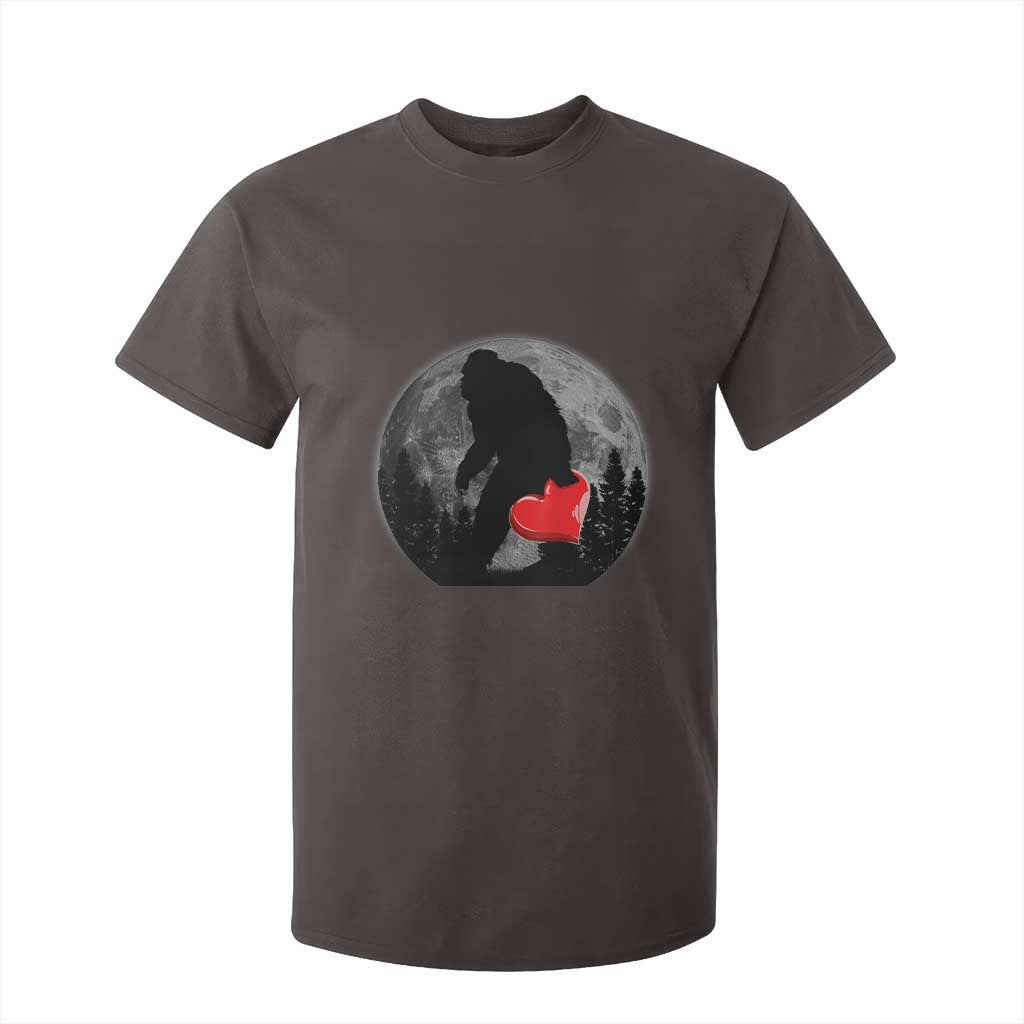 Bigfoot Heart Valentines Day T Shirt For Kid Funny Valentine Sasquatch Lovers TS10 Dark Chocolate Print Your Wear