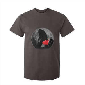 Bigfoot Heart Valentines Day T Shirt For Kid Funny Valentine Sasquatch Lovers TS10 Dark Chocolate Print Your Wear