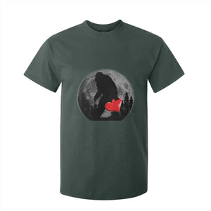 Bigfoot Heart Valentines Day T Shirt For Kid Funny Valentine Sasquatch Lovers TS10 Dark Forest Green Print Your Wear