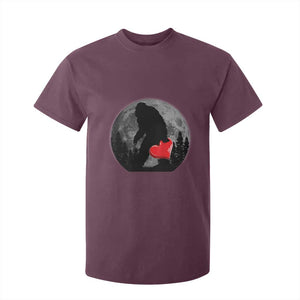 Bigfoot Heart Valentines Day T Shirt For Kid Funny Valentine Sasquatch Lovers TS10 Maroon Print Your Wear